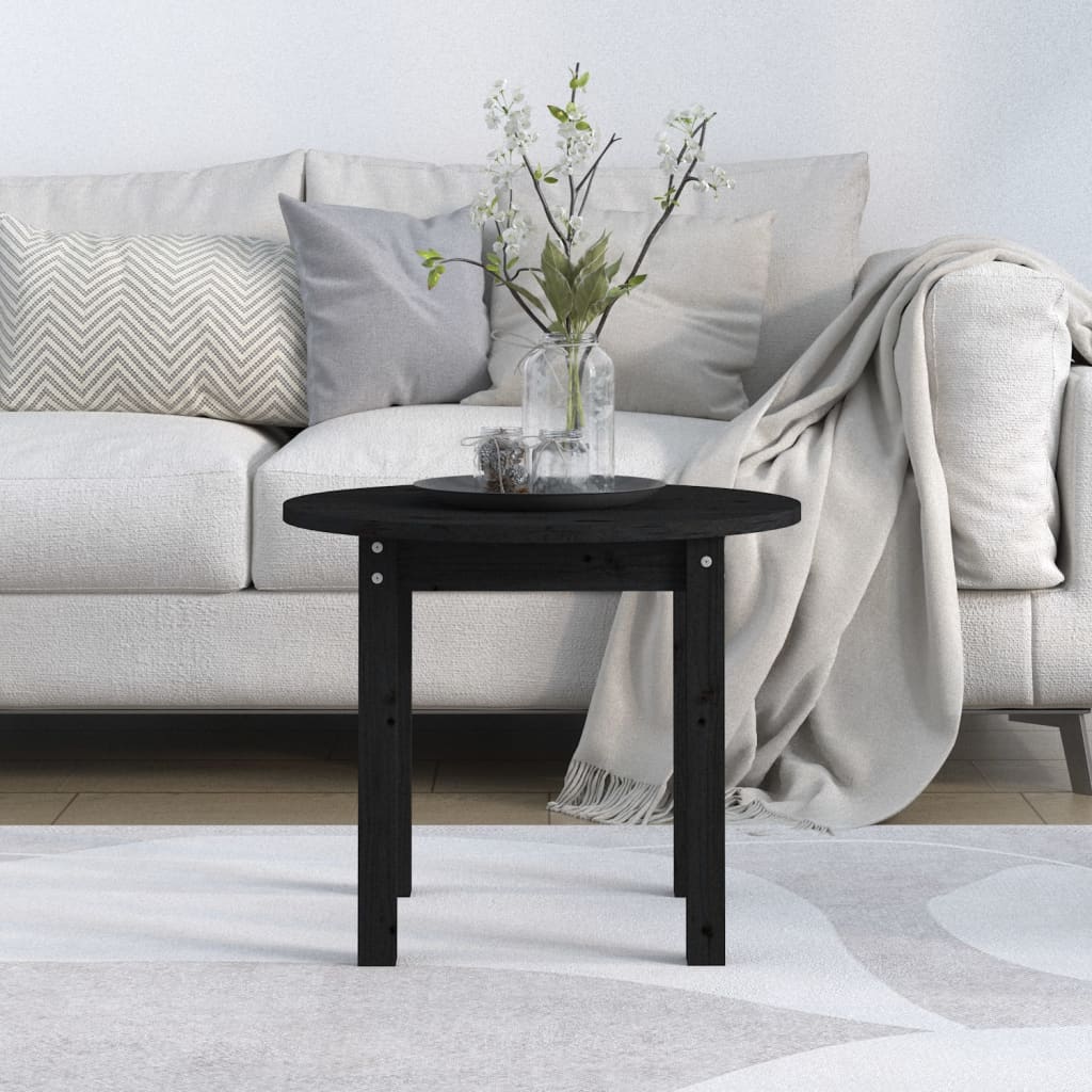 Table basse Noir Ø 55x45 cm Bois massif de pin - Tables basses