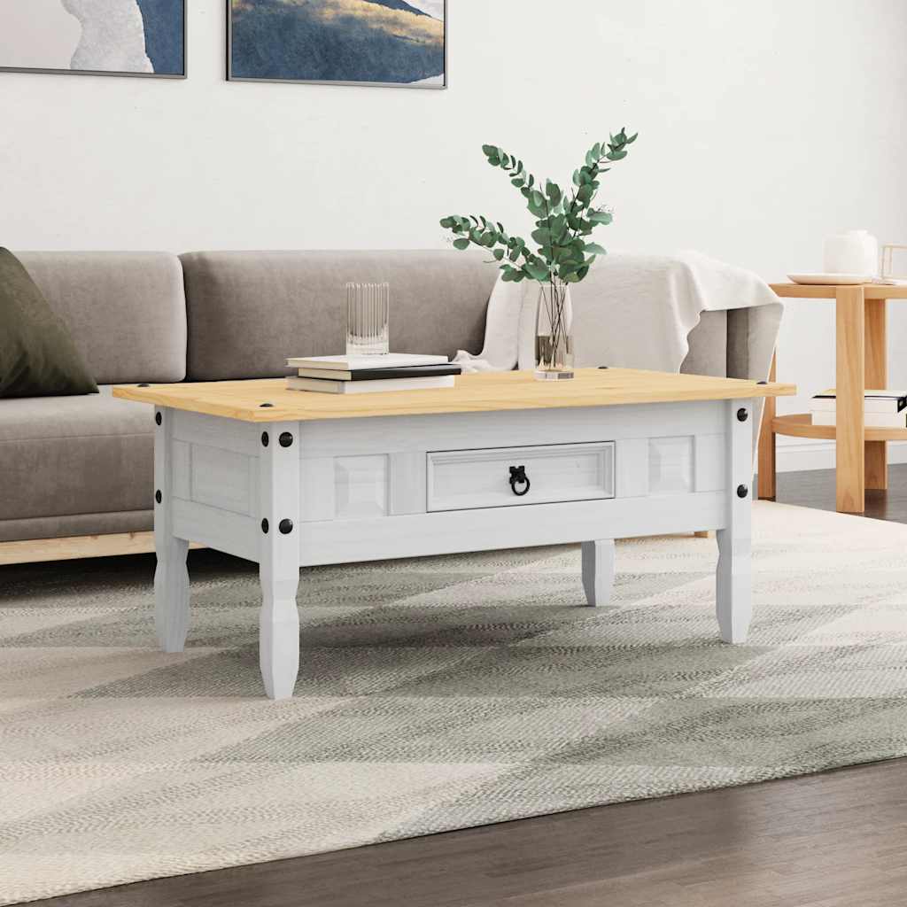 Table basse Pin mexicain Gamme Corona Blanc 100x55x44 cm - Tables basses