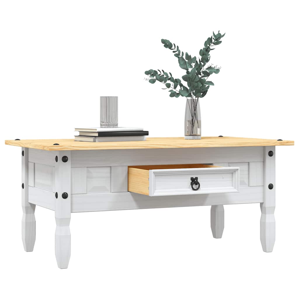 Table basse Pin mexicain Gamme Corona Blanc 100x55x44 cm - Tables basses