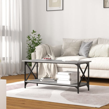 Table basse Sonoma gris 100x45x45 cm Bois d’ingénierie et fer - Tables basses