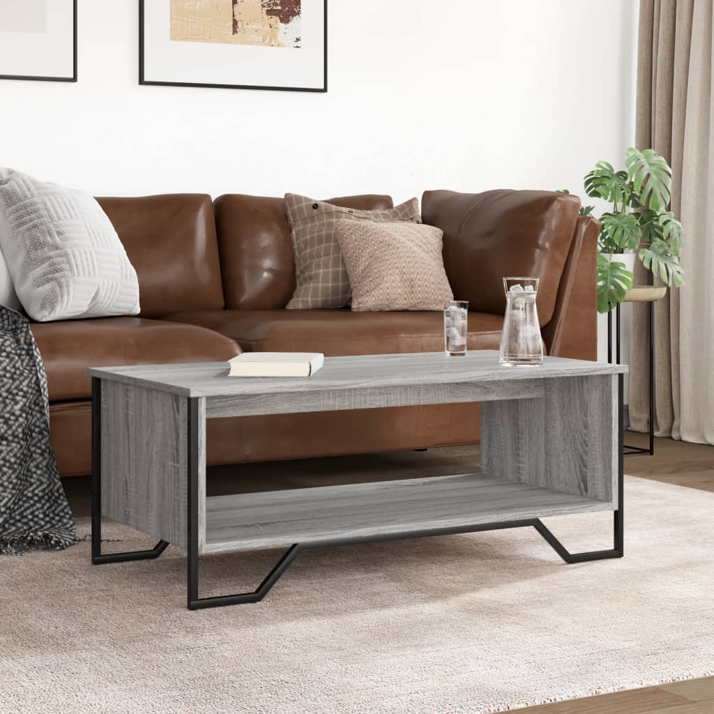 Table basse sonoma gris 100x51x40 cm bois d’ingénierie - Tables basses