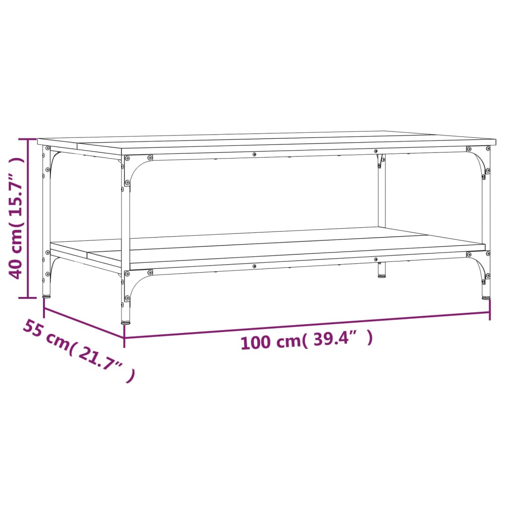 Table basse sonoma gris 100x55x40 cm bois d’ingénierie - Tables basses