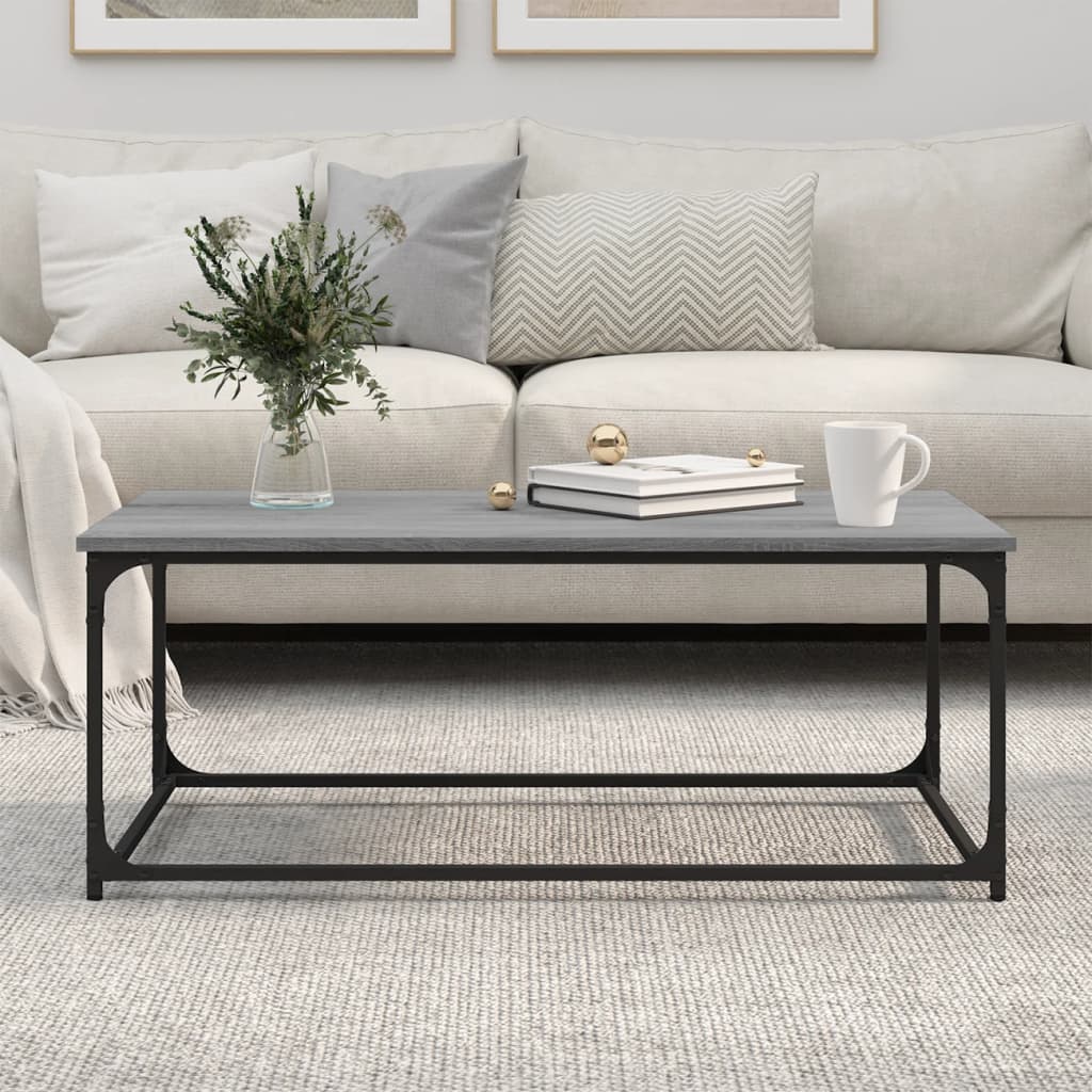 Table basse Sonoma gris 102x50x40 cm Bois d’ingénierie et fer - Tables basses
