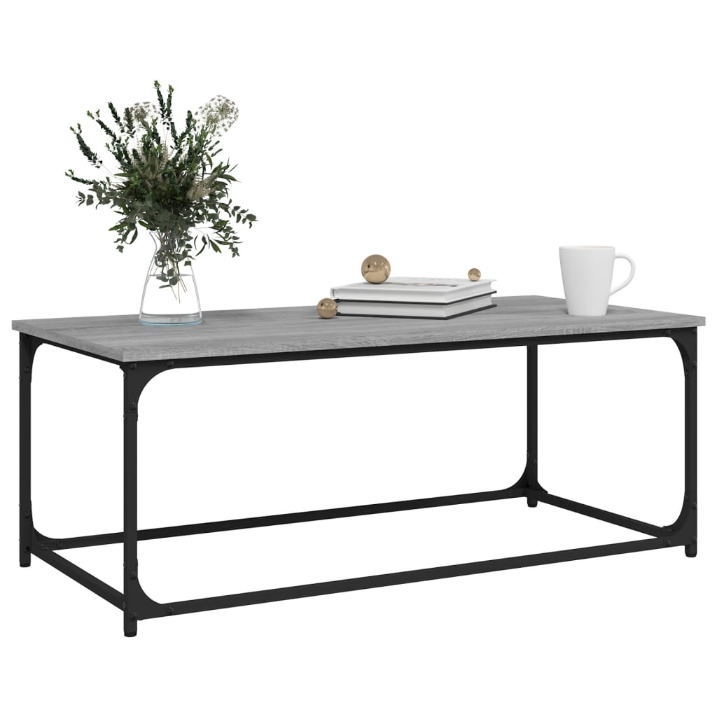 Table basse Sonoma gris 102x50x40 cm Bois d’ingénierie et fer - Tables basses