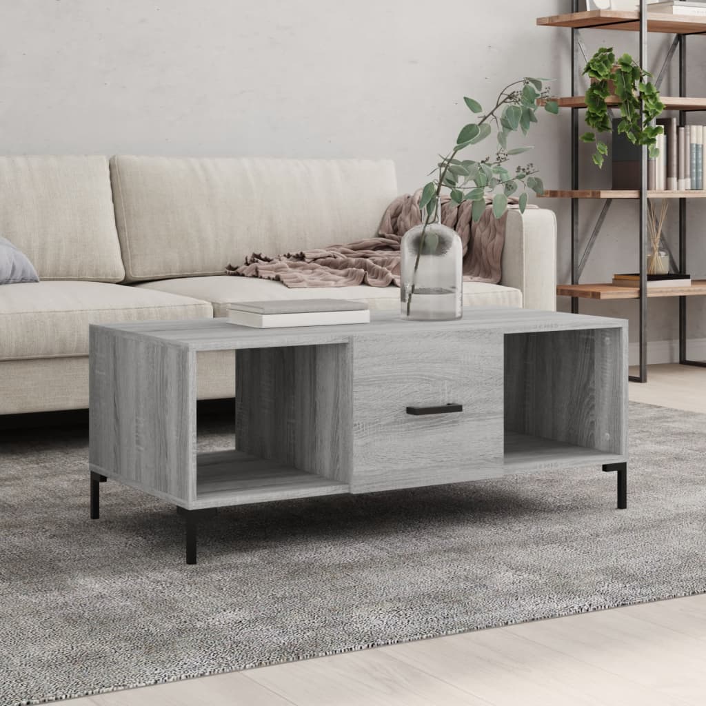 Table basse sonoma gris 102x50x40 cm bois d’ingénierie - Tables basses