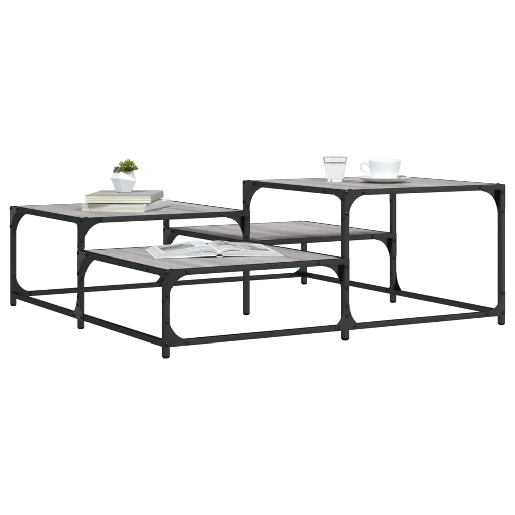 Table basse sonoma gris 107x107x40 cm bois d’ingénierie - Tables basses