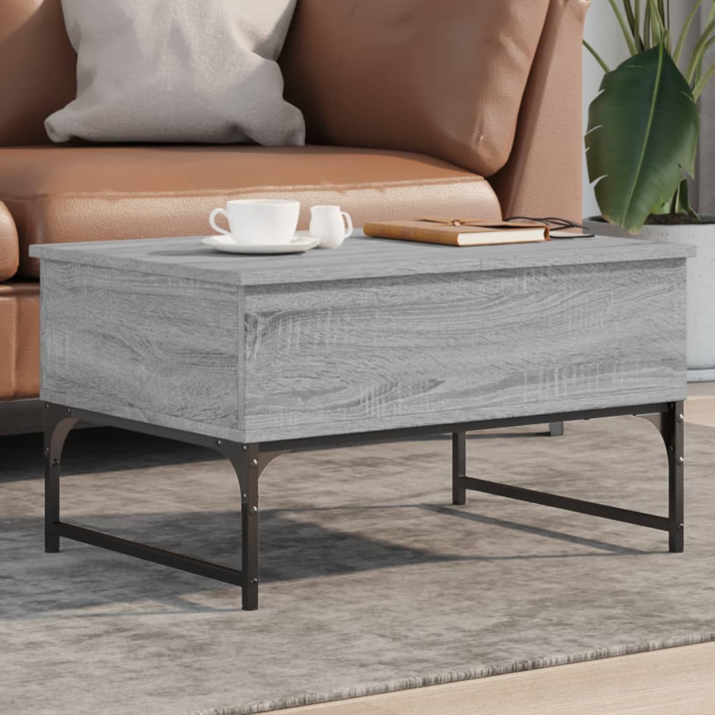 Table basse sonoma gris 70x50x40 cm bois d’ingénierie et métal - Tables basses