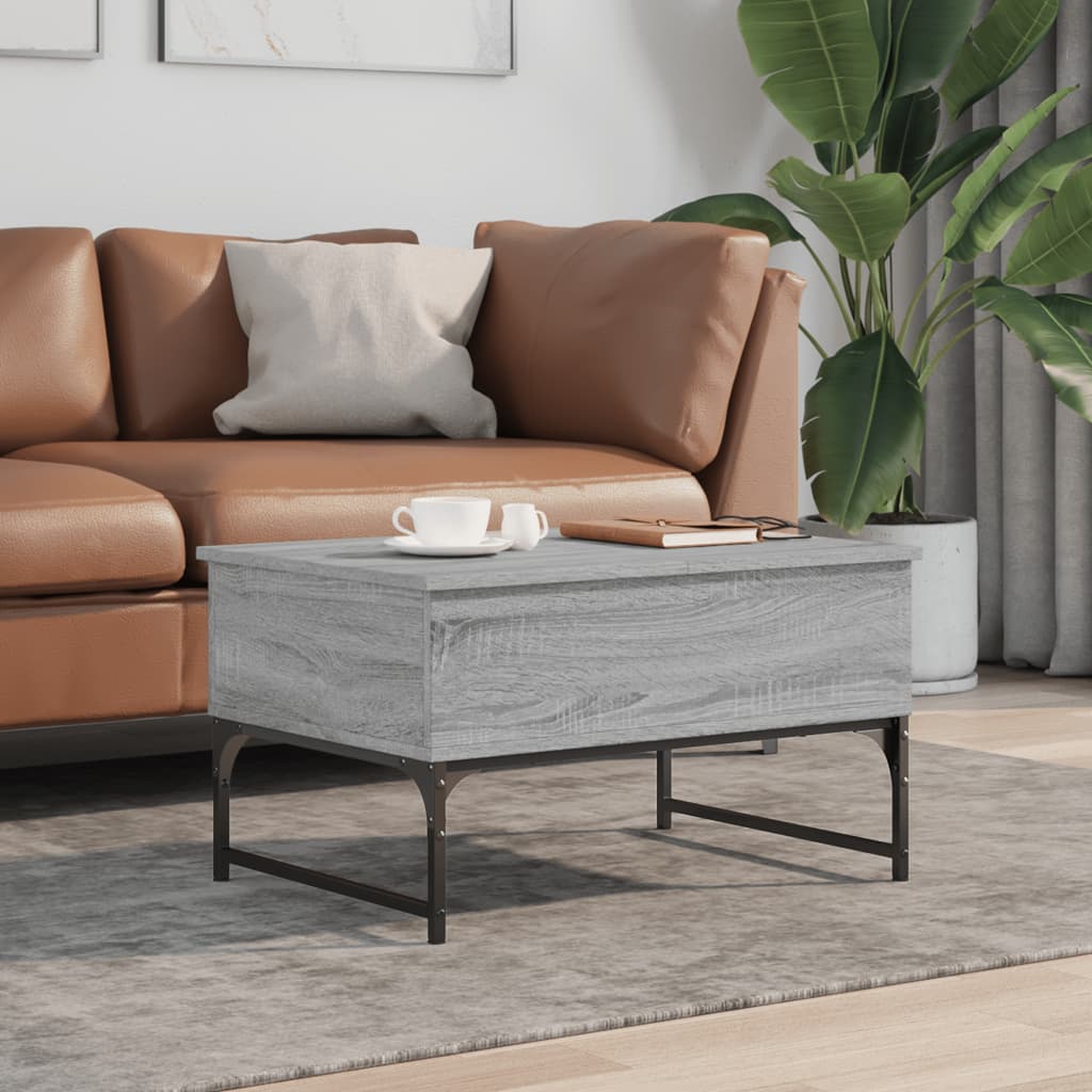Table basse sonoma gris 70x50x40 cm bois d’ingénierie et métal - Tables basses