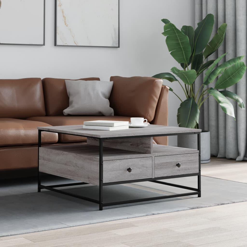 Table basse sonoma gris 80x80x45 cm bois d’ingénierie - Tables basses