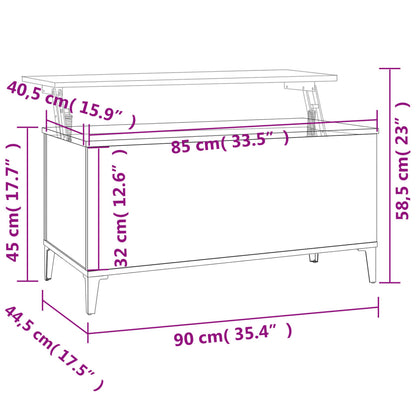 Table basse Sonoma gris 90x44,5x45 cm Bois d’ingénierie - Tables basses