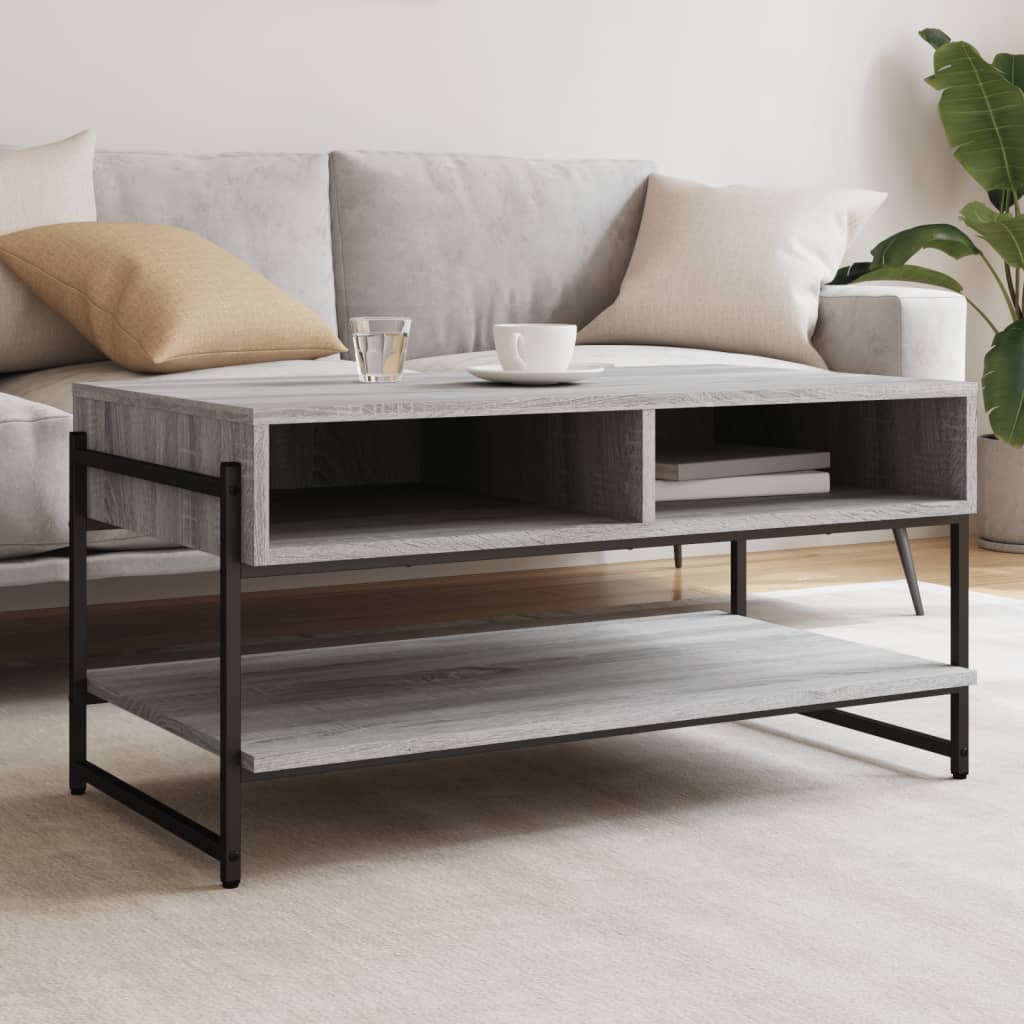 Table basse sonoma gris 90x50x45 cm bois d’ingénierie - Tables basses