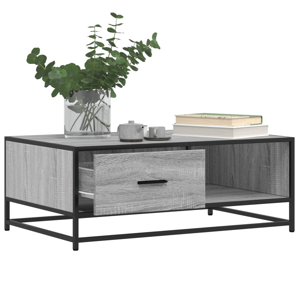 Table basse sonoma gris 90x57x35 cm bois d’ingénierie et métal - Tables basses