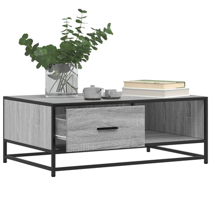 Table basse sonoma gris 90x57x35 cm bois d’ingénierie et métal - Tables basses