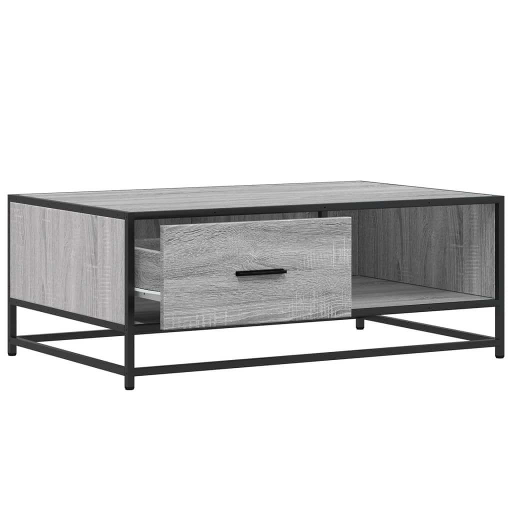 Table basse sonoma gris 90x57x35 cm bois d’ingénierie et métal - Tables basses