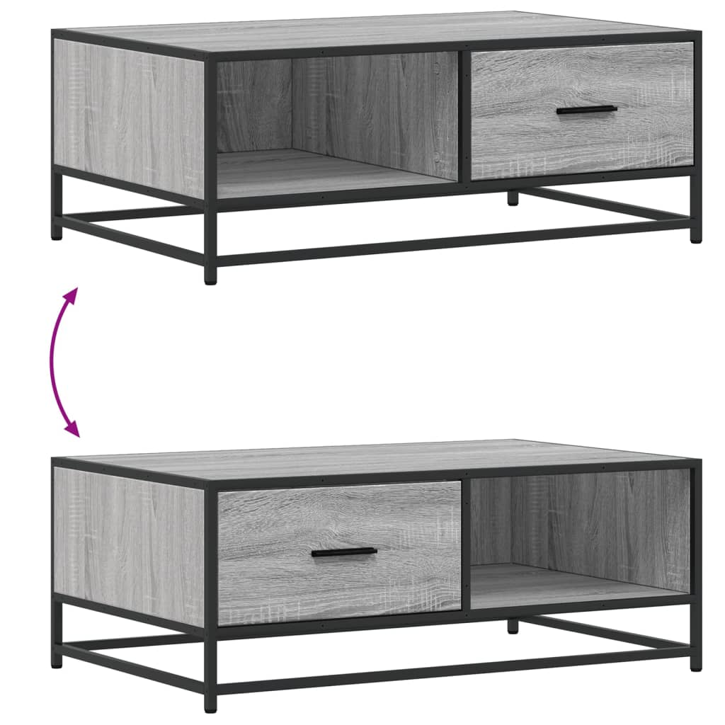 Table basse sonoma gris 90x57x35 cm bois d’ingénierie et métal - Tables basses