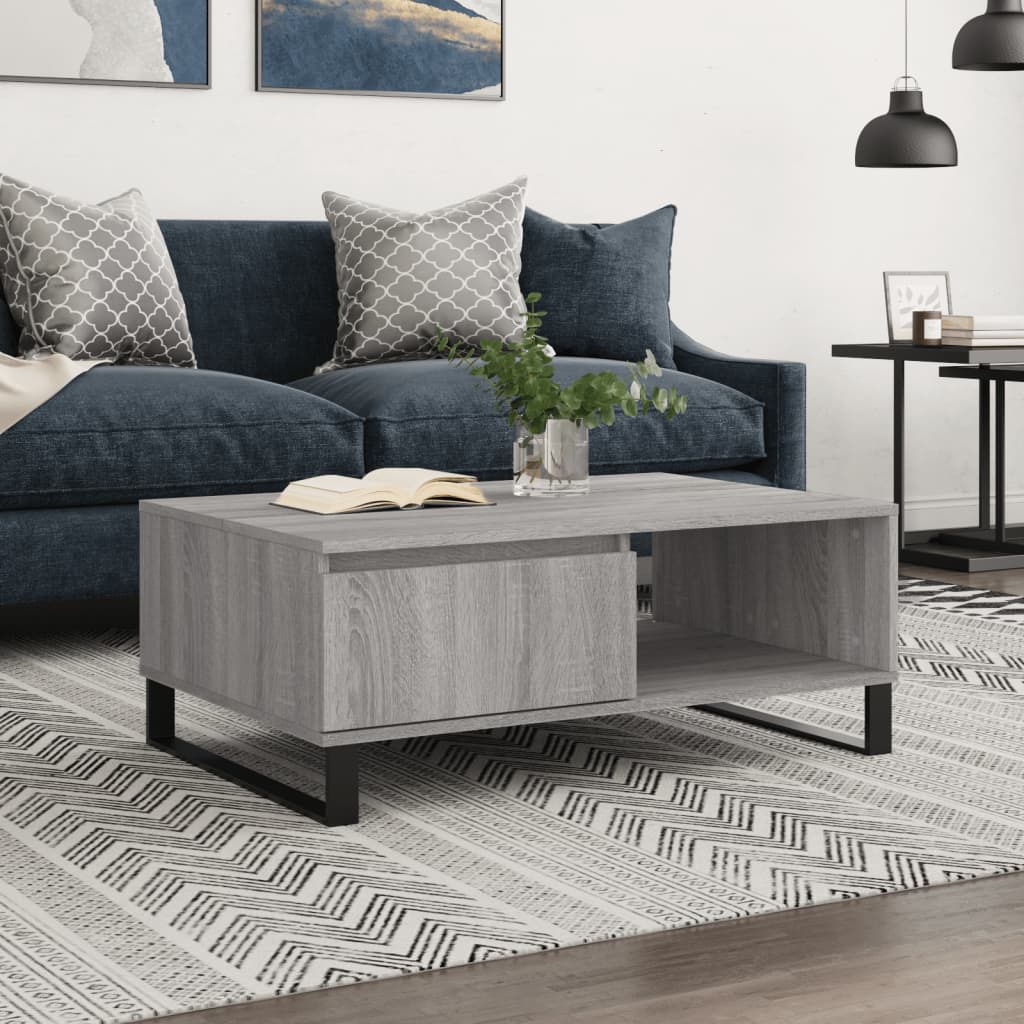 Table basse sonoma gris 90x60x35 cm bois d’ingénierie - Tables basses