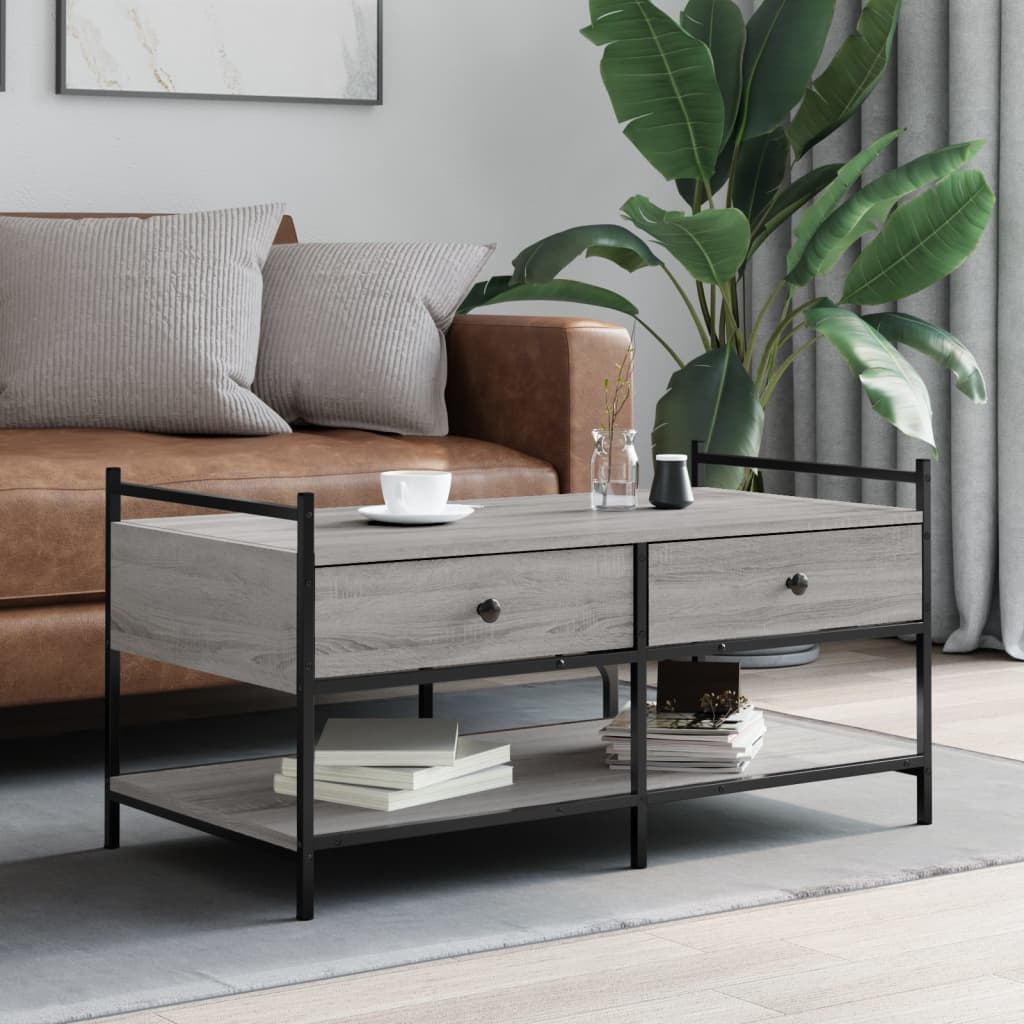 Table basse sonoma gris 99x50x50 cm bois d’ingénierie - Tables basses