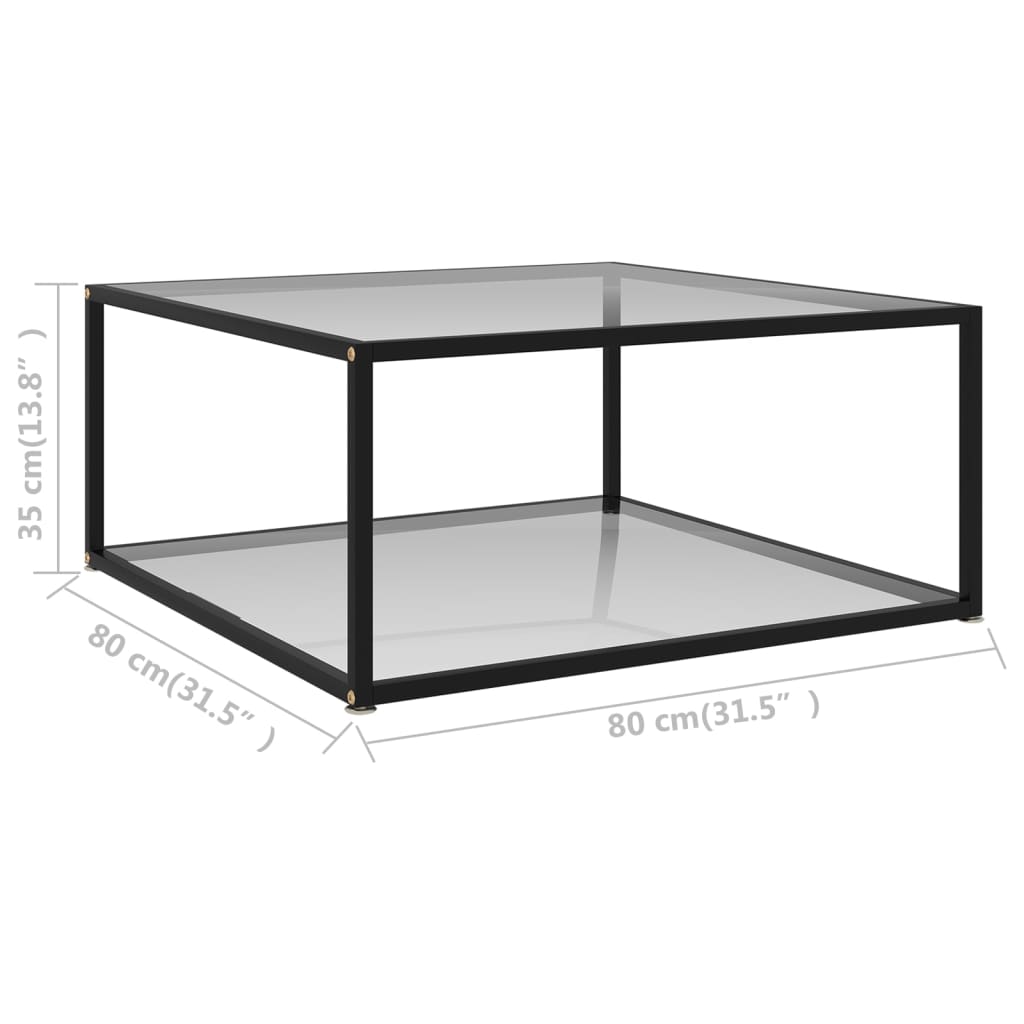 Table basse Transparent 80x80x35 cm Verre trempé - Tables basses