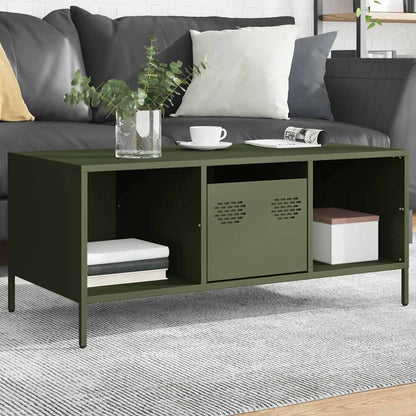 Table basse vert olive 101,5x50x43,5 cm acier laminé à froid - Tables basses