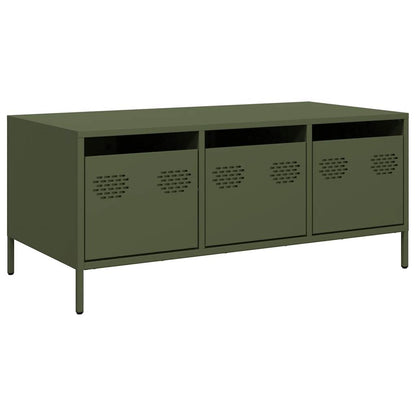 Table basse vert olive 101,5x50x43,5 cm acier laminé à froid - Tables basses