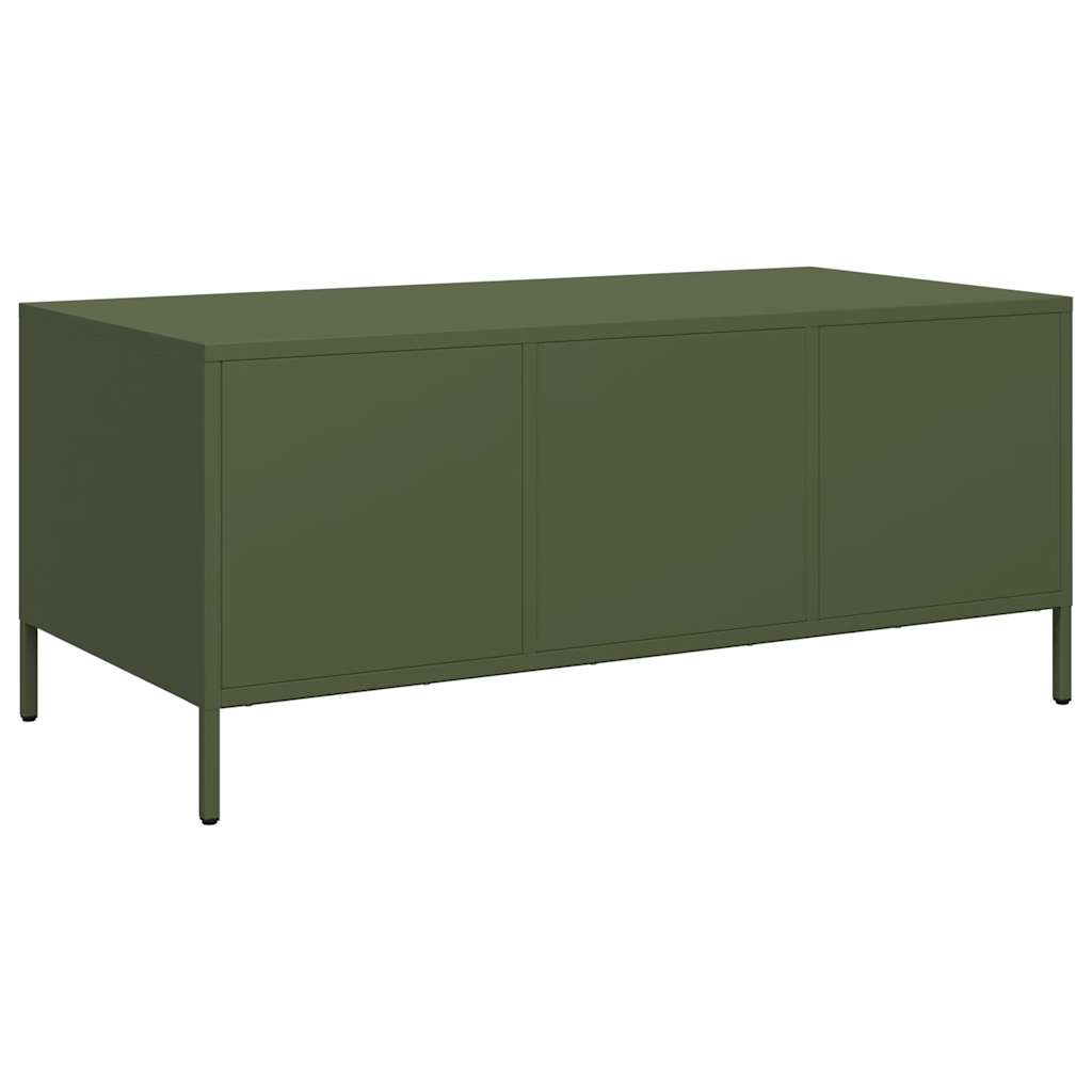 Table basse vert olive 101,5x50x43,5 cm acier laminé à froid - Tables basses