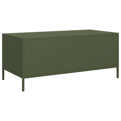 Table basse vert olive 101,5x50x43,5 cm acier laminé à froid - Tables basses