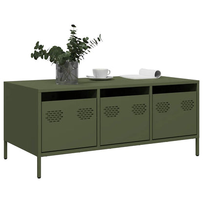 Table basse vert olive 101,5x50x43,5 cm acier laminé à froid - Tables basses
