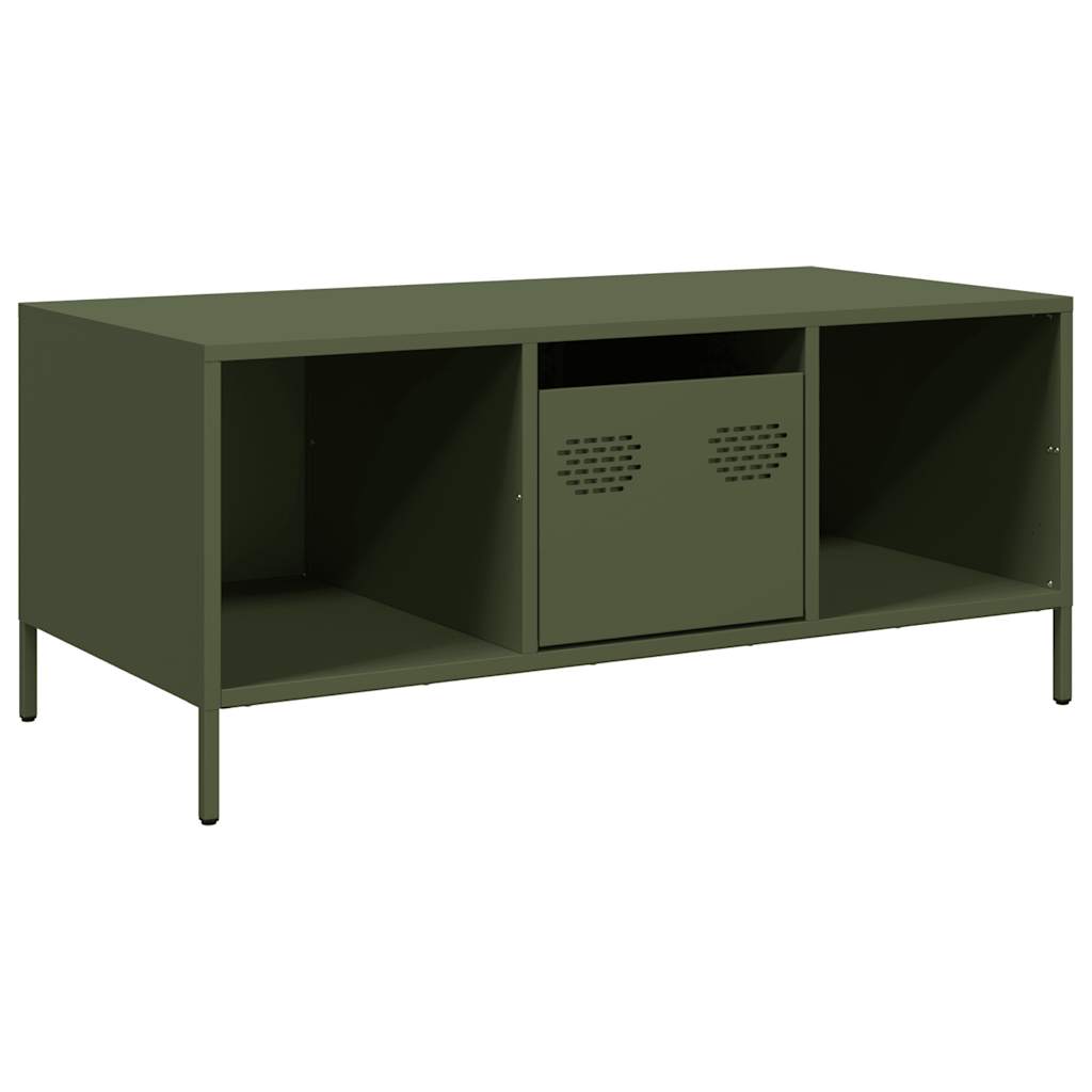Table basse vert olive 101,5x50x43,5 cm acier laminé à froid - Tables basses