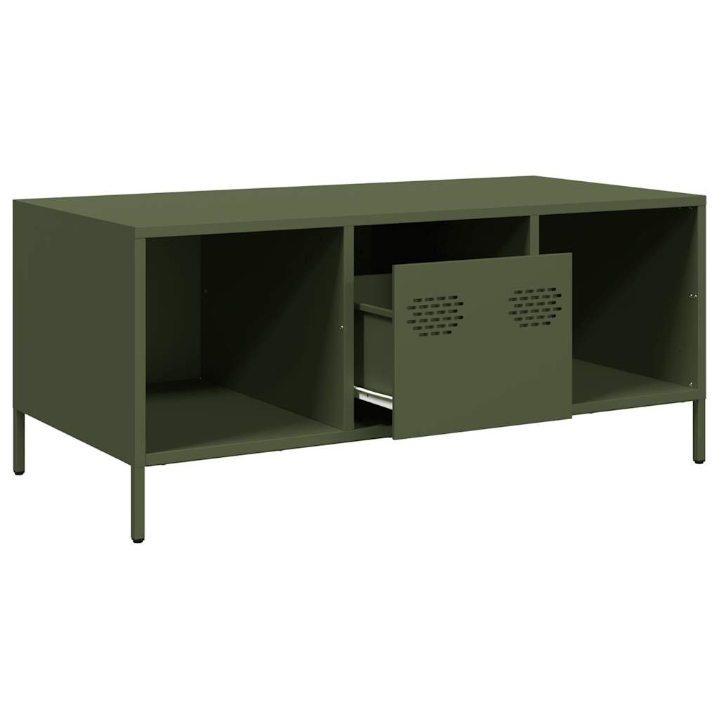 Table basse vert olive 101,5x50x43,5 cm acier laminé à froid - Tables basses