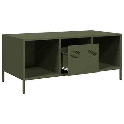 Table basse vert olive 101,5x50x43,5 cm acier laminé à froid - Tables basses