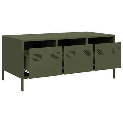 Table basse vert olive 101,5x50x43,5 cm acier laminé à froid - Tables basses