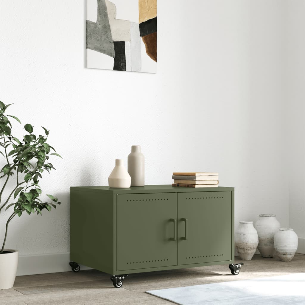 Table basse vert olive 68x50x43,5 cm acier - Tables basses