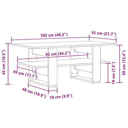 Table basse vieux bois 102x55x42 cm bois d’ingénierie - Tables basses