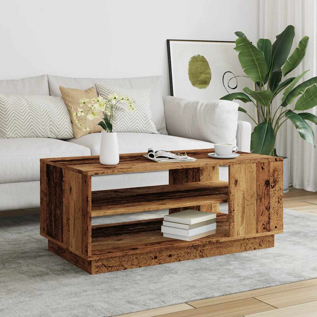 Table basse vieux bois 102x55x43 cm bois d’ingénierie - Tables basses