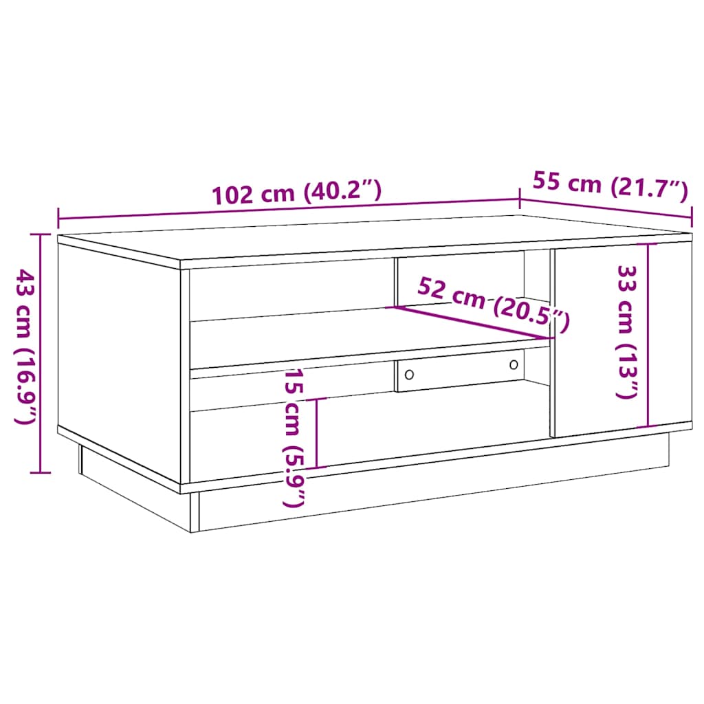 Table basse vieux bois 102x55x43 cm bois d’ingénierie - Tables basses