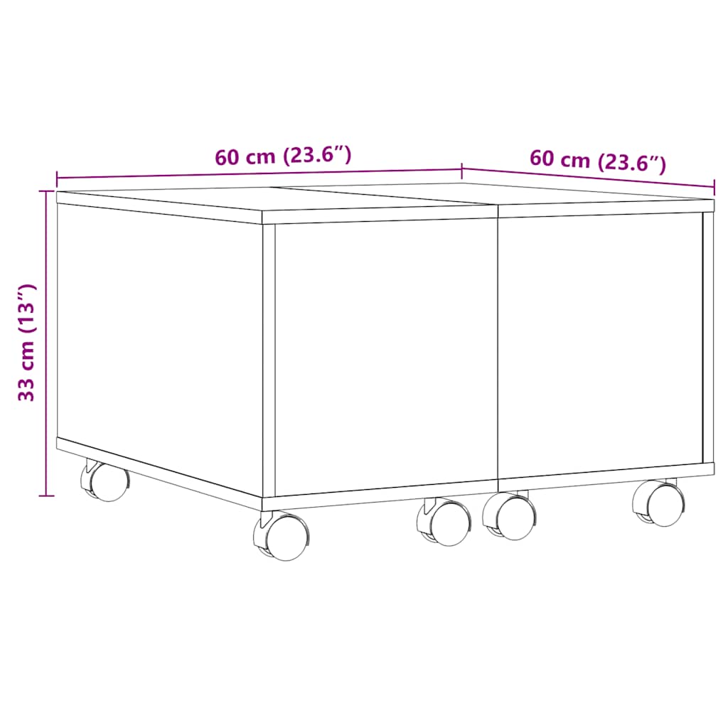 Table basse vieux bois 60x60x38 cm bois d’ingénierie - Tables basses