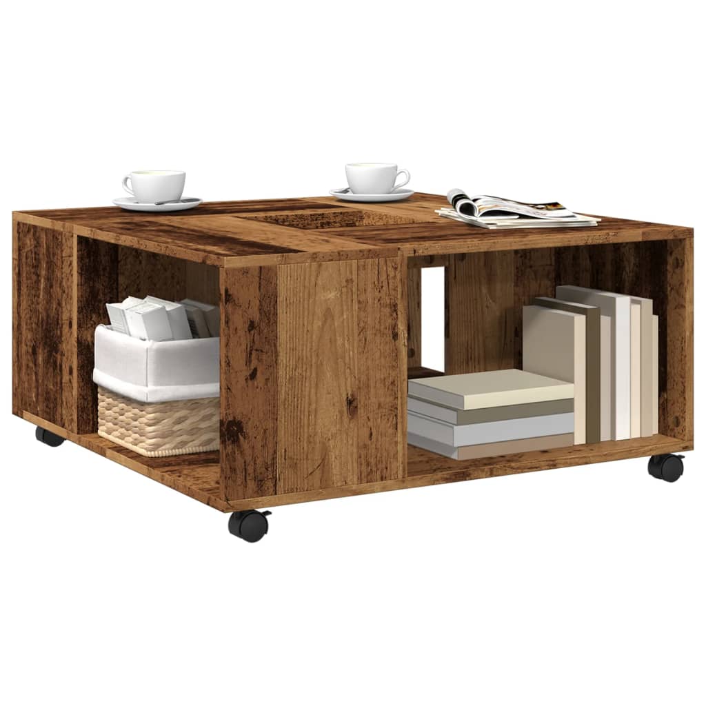 Table basse vieux bois 80x80x40 cm bois d’ingénierie - Tables basses