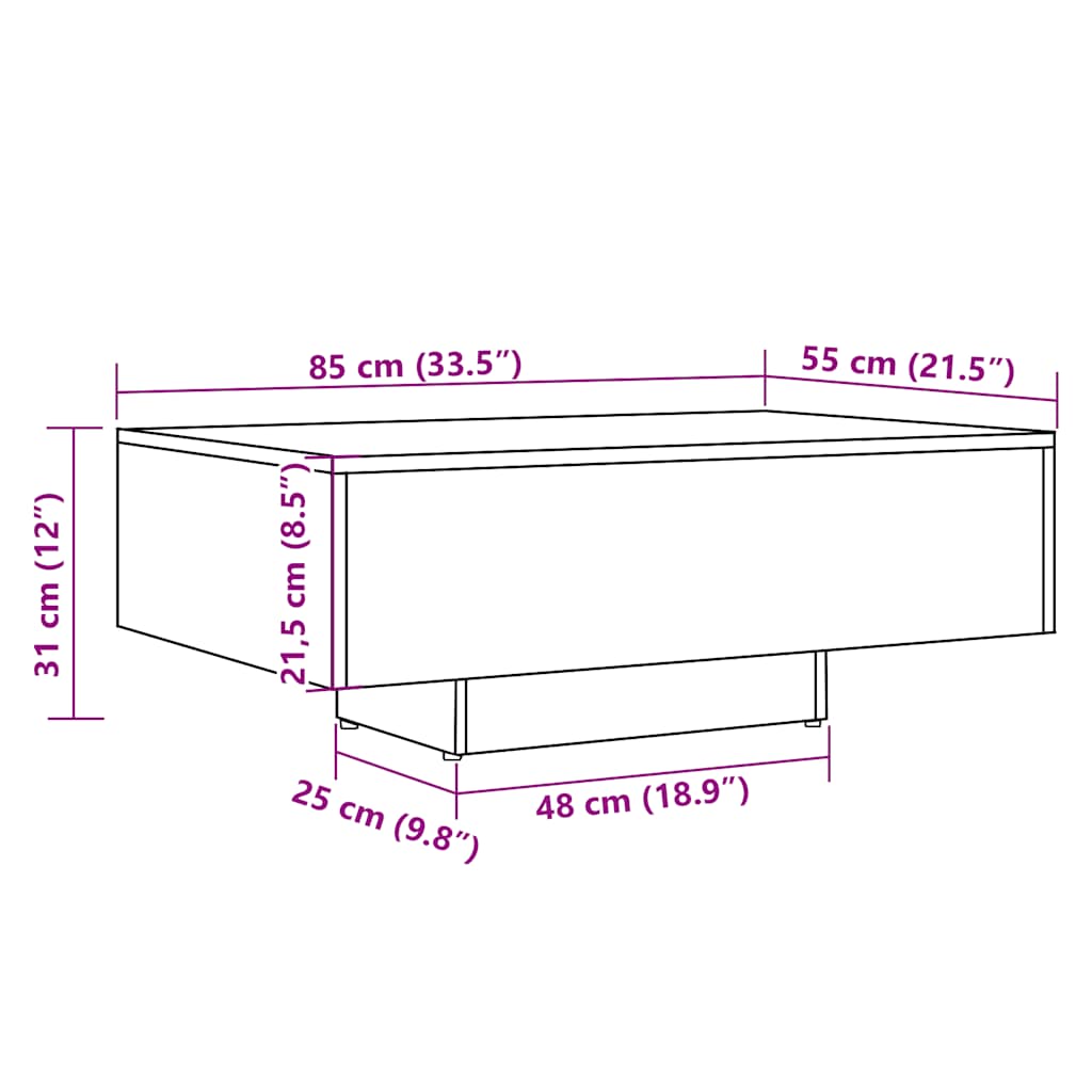 Table basse vieux bois 85x55x31 cm bois d’ingénierie - Tables basses