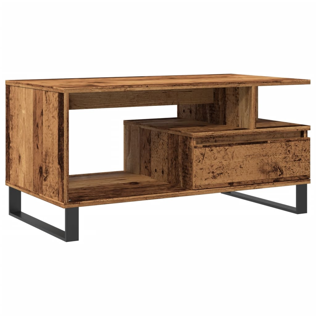 Table basse vieux bois 90x49x45 cm bois d’ingénierie - Tables basses