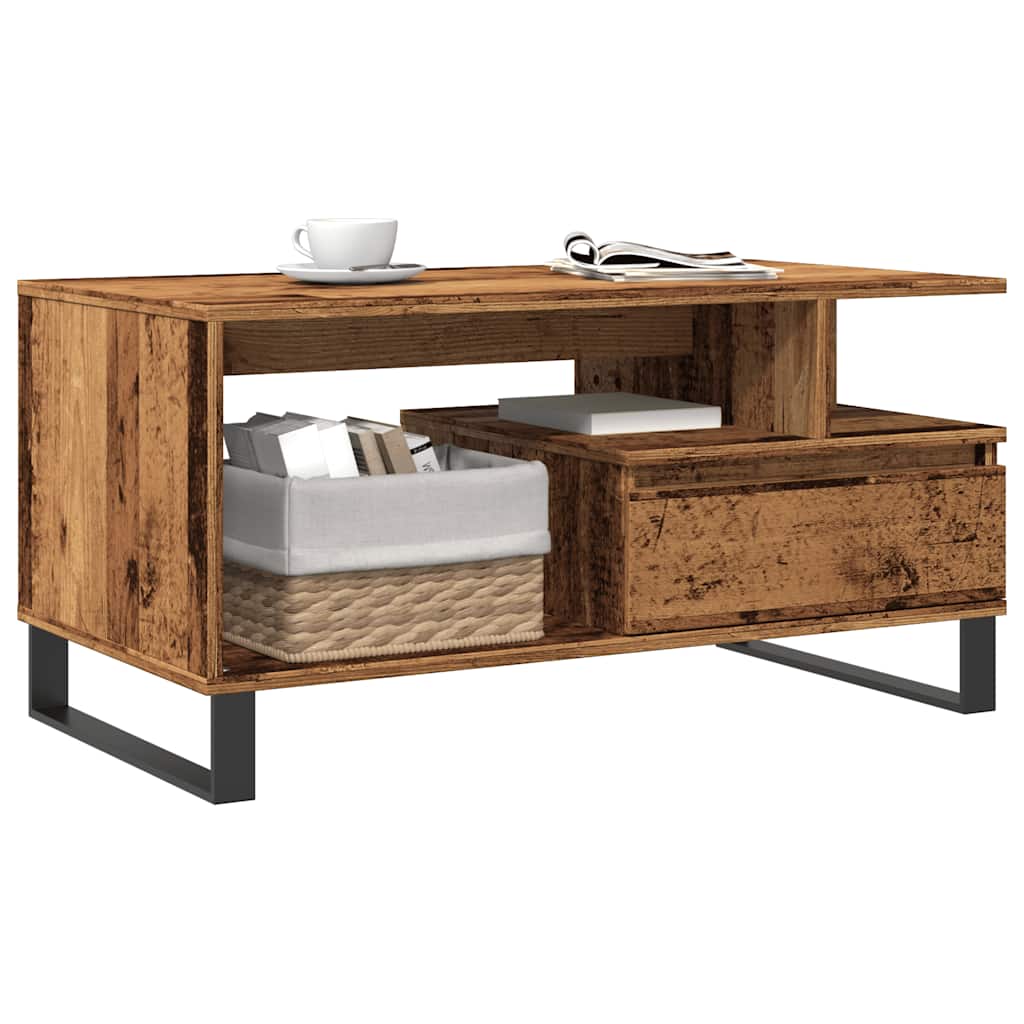 Table basse vieux bois 90x49x45 cm bois d’ingénierie - Tables basses