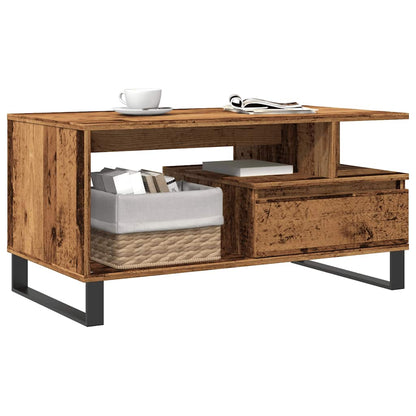 Table basse vieux bois 90x49x45 cm bois d’ingénierie - Tables basses