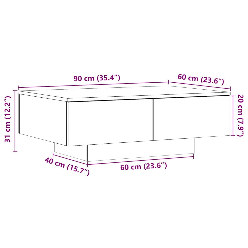 Table basse vieux bois 90x60x31 cm bois d’ingénierie - Tables basses