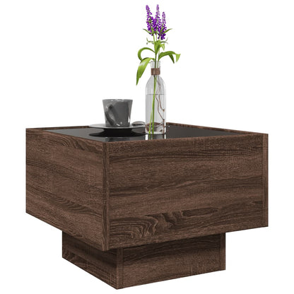 Table d’appoint et LED chêne marron 40x40x30 cm bois ingénierie - Tables basses