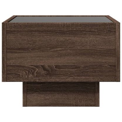 Table d’appoint et LED chêne marron 40x40x30 cm bois ingénierie - Tables basses