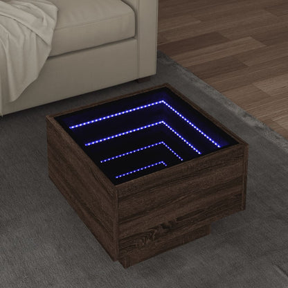 Table d’appoint et LED chêne marron 40x40x30 cm bois ingénierie - Tables basses