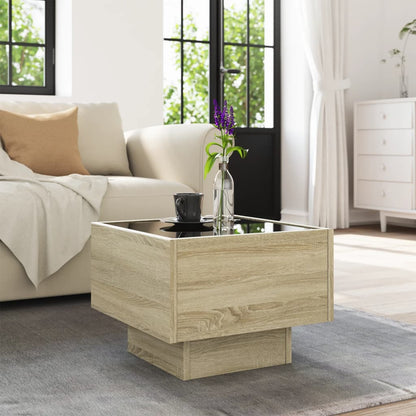 Table d’appoint et LED chêne sonoma 40x40x30 cm bois ingénierie - Tables basses