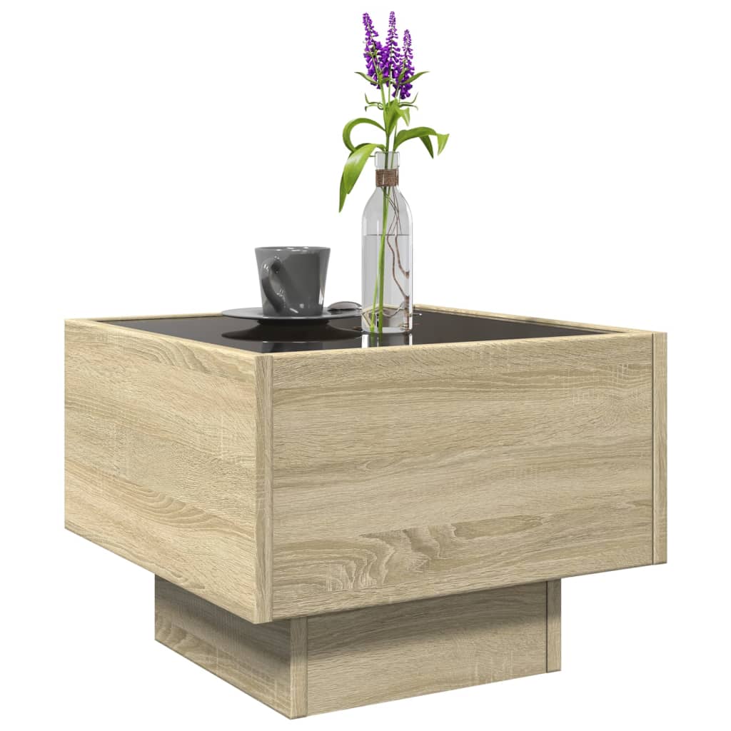 Table d’appoint et LED chêne sonoma 40x40x30 cm bois ingénierie - Tables basses