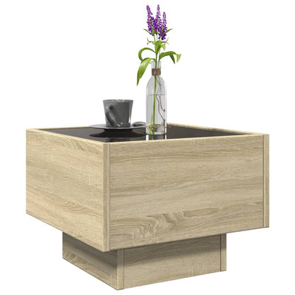 Table d’appoint et LED chêne sonoma 40x40x30 cm bois ingénierie - Tables basses