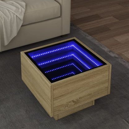 Table d’appoint et LED chêne sonoma 40x40x30 cm bois ingénierie - Tables basses