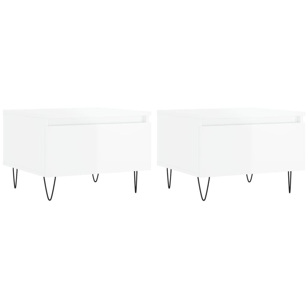 Tables basses 2 pcs blanc brillant 50x46x35cm bois d’ingénierie - Tables basses